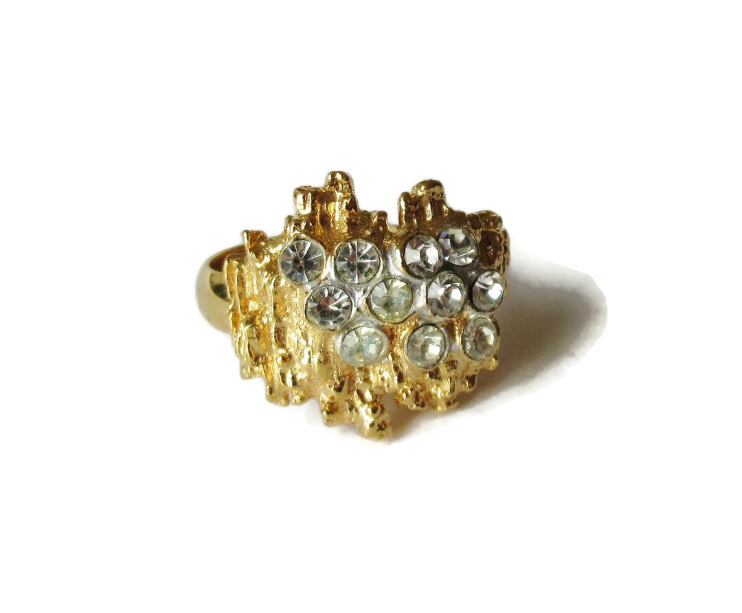 Modernist Statement Ring Abstract Brutalist Style Gold Tone & Etsy