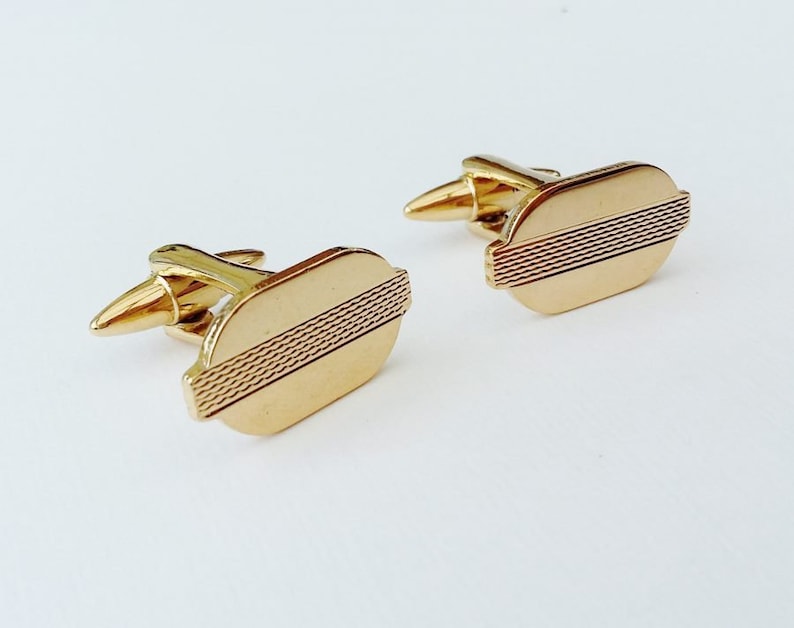Gold Tone Cuff Links Modernist Embossed Surface Texture Classic Understated Cufflinks Gifts For Him Men/'s Jewellery
