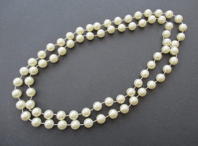 Chunky Pearl Necklace Long Faux Pearls Off White Ivory Large Bead Classic Smart Simple Jewellery