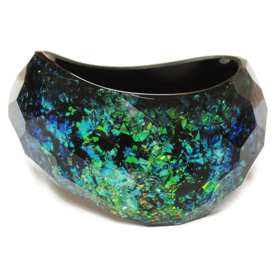 Iridescent Statement Bangle Metallic Glittery Con… - image 1