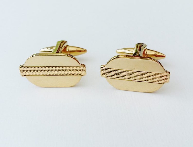 Gold Tone Cuff Links Modernist Embossed Surface Texture Classic Understated Cufflinks Gifts For Him Men/'s Jewellery