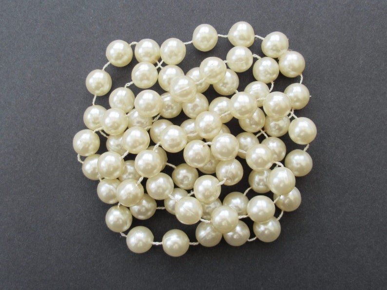 Chunky Pearl Necklace Long Faux Pearls Off White Ivory Large Bead Classic Smart Simple Jewellery