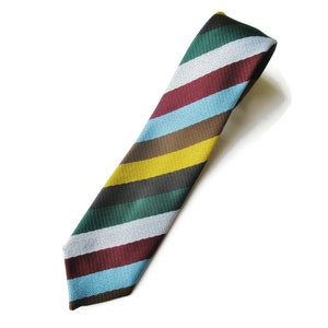 Vintage Striped Men&#39;s Tie Multicolour Stripes 1980s Men&#39;s Fashion