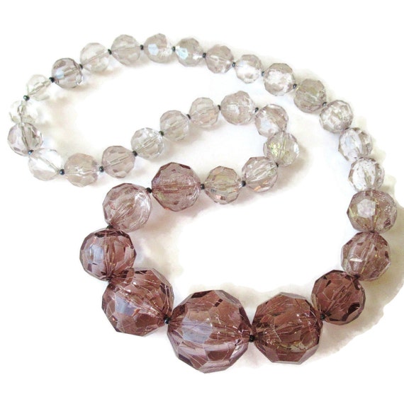 Extra Chunky Necklace Clear & Grey Faceted Graduat