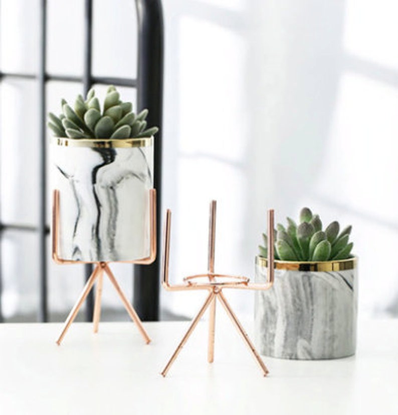Beautiful Nordic Style Marble Effect Planters Etsy UK
