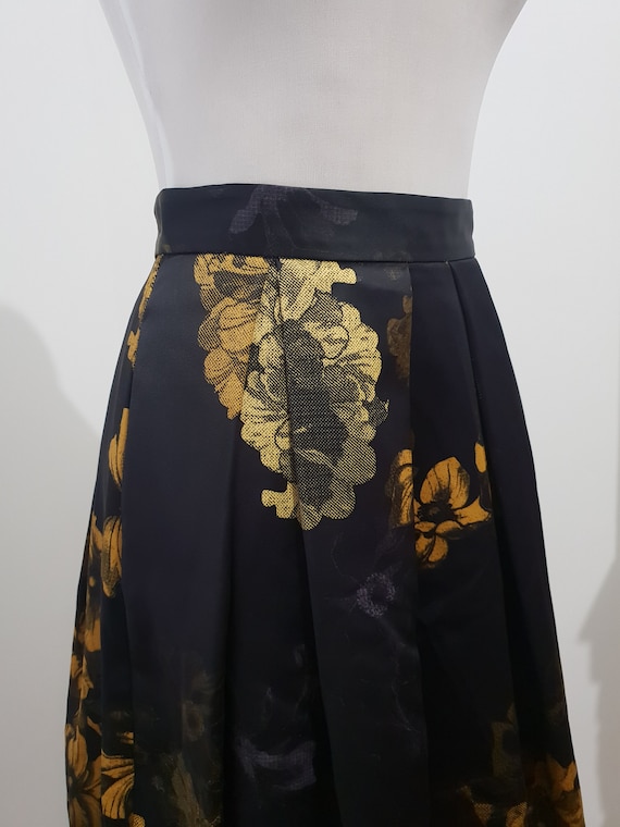 VERONIKA MAINE Navy Yellow Floral A line Skirt Etsy