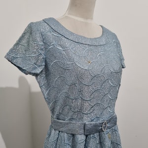 Vintage Formal Metallic Sky Blue Dress