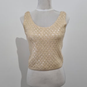 Vintage Lemon Beaded Sequin Evening Top