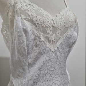 Vintage Silky White Teddy with Lace