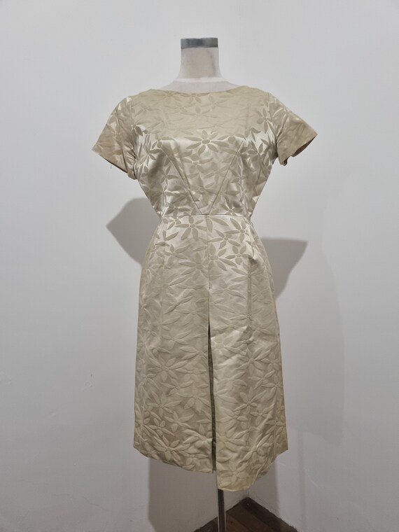 green emerald velvet dress Gold and silver brocade dress main image 1