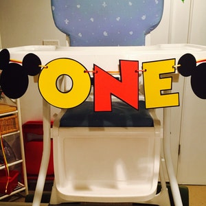 Mickey Mouse ONE High Chair Banner High Chair Banner I Am 1 Banner Mickey Party Banner Mickey Birthday Banner Mickey Decoration