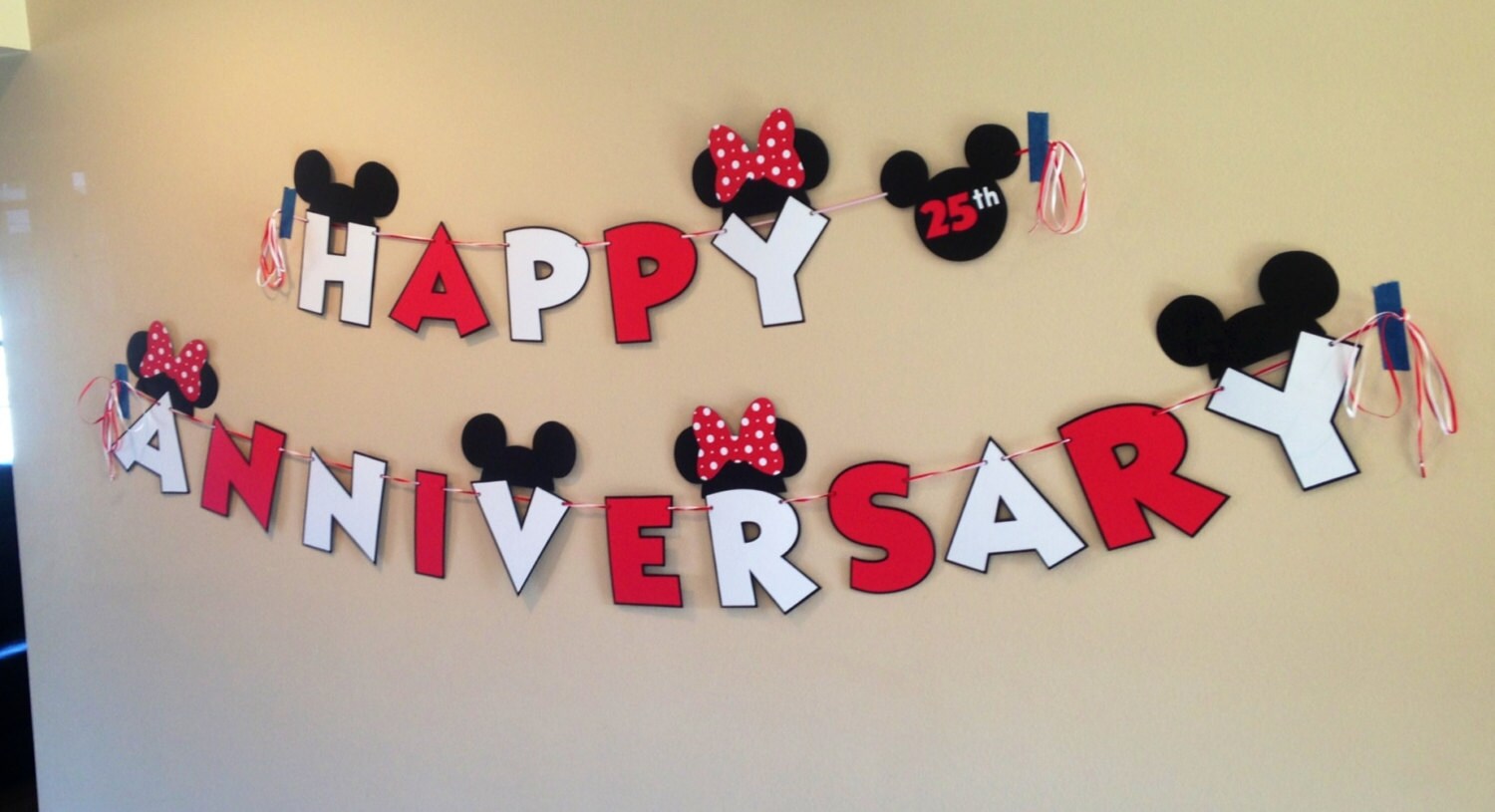 Minnie Mickey Mouse Banner Happy Anniversary Minnie party | Etsy