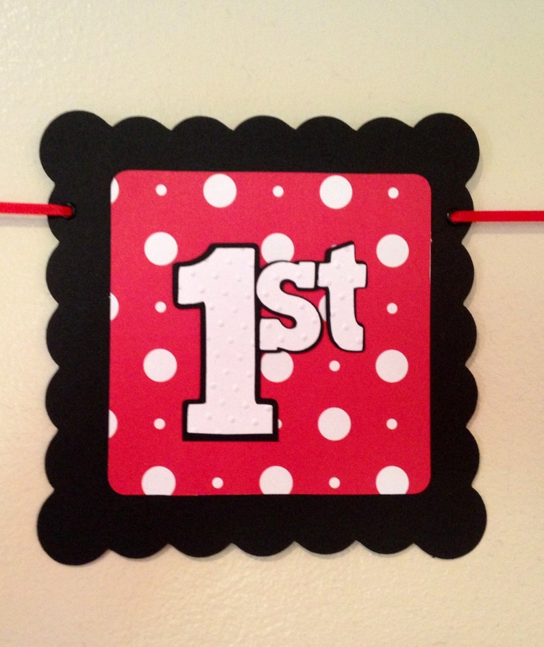 Minnie Mouse Inspired Banner Happy Birthday Banner Custom Age Minnie Party Minnie Mouse Decorations Minnie Banner