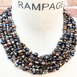 Black and brown necklace, Bold statement necklace, OOAK necklace, Black statement necklace, artisan jewelry