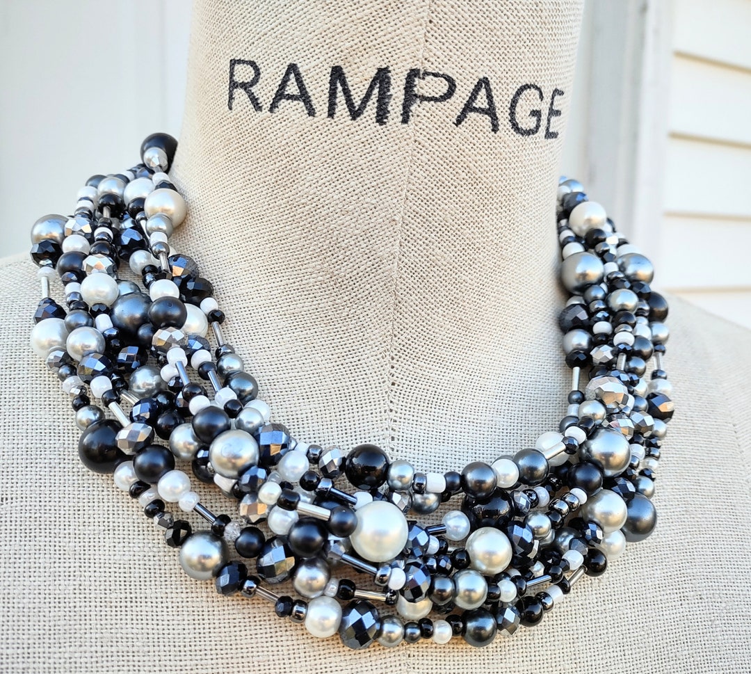 ★MIDNIGHT MOMENT.★ popping pearl necklace silver pearl-crystal-pendant-set-