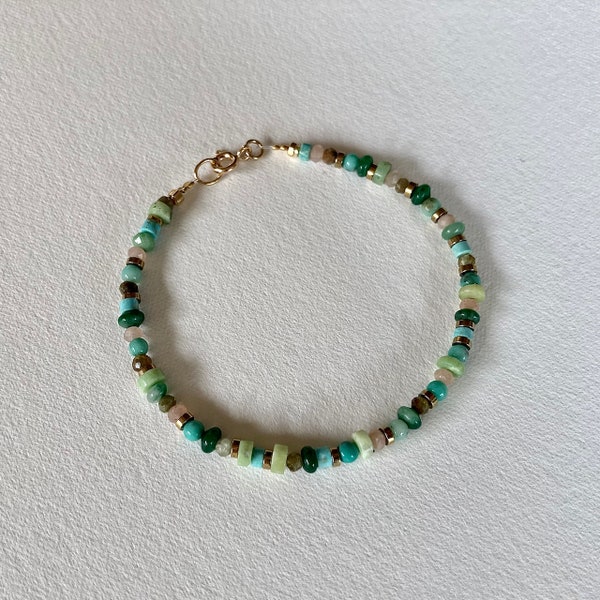 Bracelet femme pierres fines, turquoises, jades, chrysoprases, pierres de lune, bracelet pour femme, bracelet pierres, bijou femme, pierres