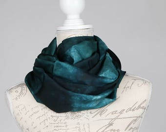 infinity scarf, forest green silk scarf, lightweight scarf