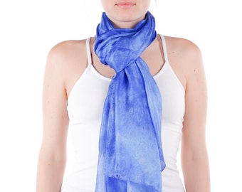 Blue cloud silk scarf, Azure silk scarf, Bright blue silk scarf, magnificent blue shawl, large blue silk veil, Hand dyed / 100% habotai silk