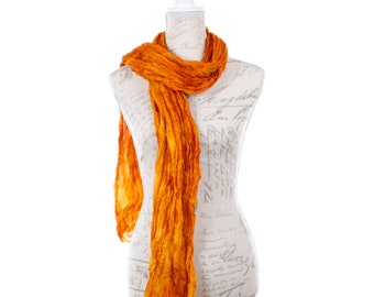 Burned Orange scarf,  silk scarf, oversized scarf, lightweight scarf