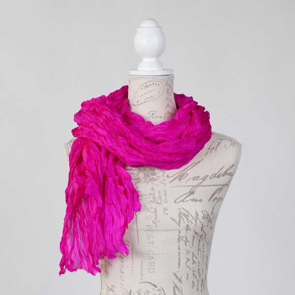 Écharpe rose phosphorecent, foulard rose fuchsia, pas de repassage