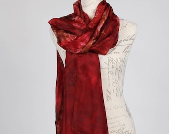 red and gold scarf, oversized silk scarf, lightweight scarf