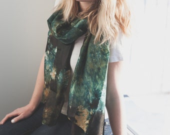 Green evening shawl, silk shawl, mod scarf