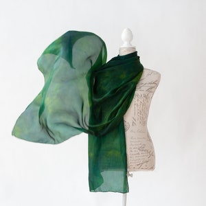 Oversize Green silk scarf, silk shawl, mod scarf