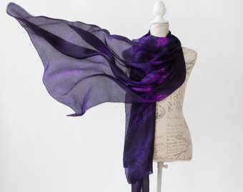 Oversized purple silk scarf / New 2020 collection / Evening chic silk scarf / long purple silk scarf / travel scarf / scarves for women