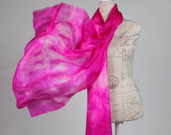 Oversized scarf, large fuchsia silk scarf, pink beach cover up