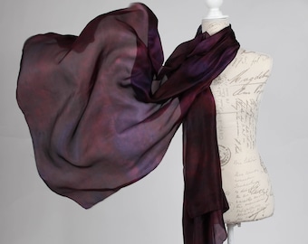 Oversized burgundy silk scarf, wedding cape, mod scarf