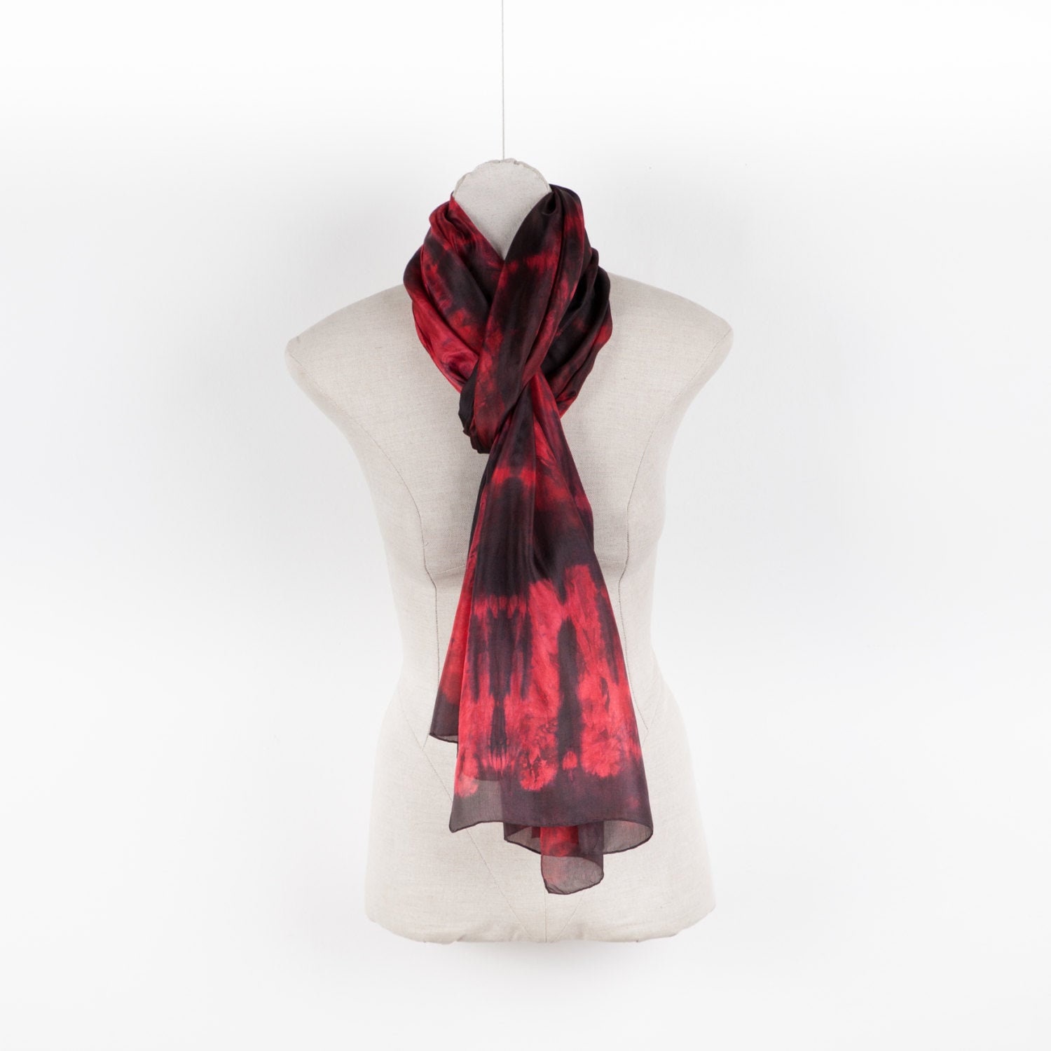 Long Red and Black Silk Scarf Red and Black Shawl - Etsy