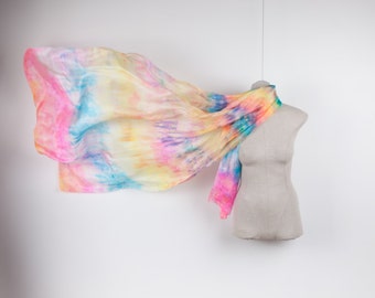 Rainbow silk scarf / spring silk scarf / Lightweight scarf