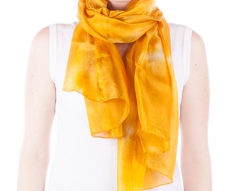 Oversized scarf, golden silk scarf, lightweight scarf, gifts for mom