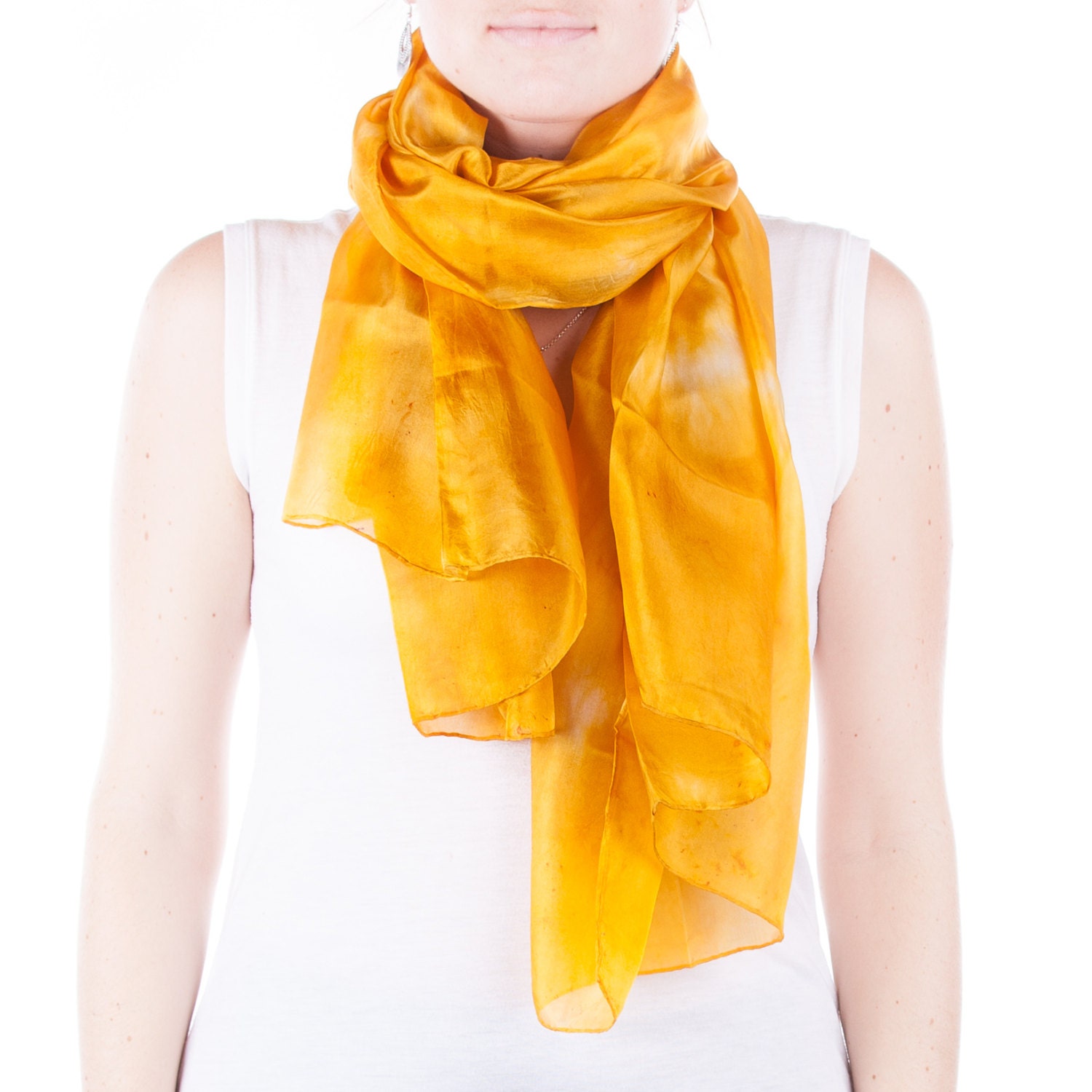 Oversized gold scarf / golden silk scarf / oversized yellow Etsy