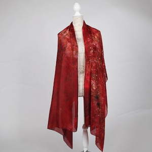 red and gold scarf, oversized silk scarf, lightweight scarf image 5