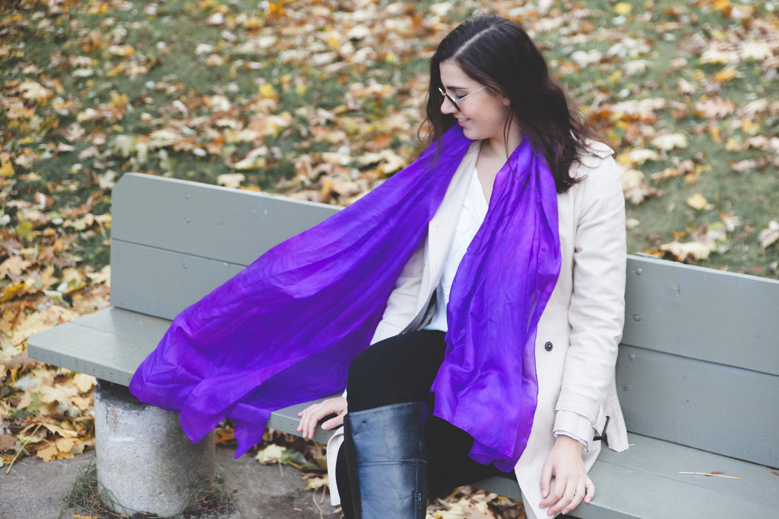 Purple silk scarves clearance