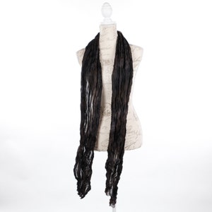 Boho black silk scarf / scarf girlfriend gift / long travel scarf black / boho chic black scarf / thin silk black scarf / travel scarf / image 2
