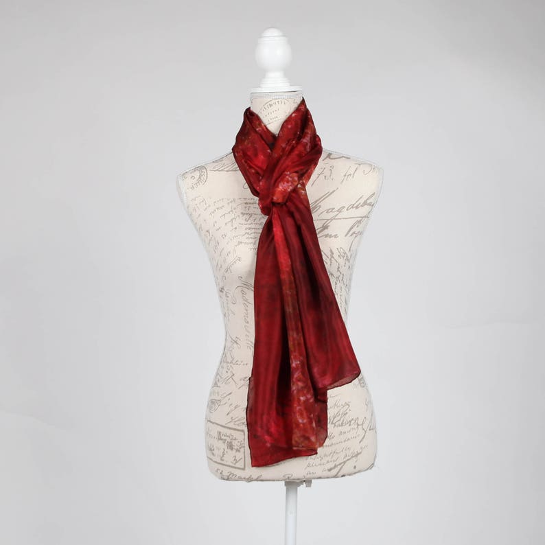 red and gold scarf, oversized silk scarf, lightweight scarf image 8