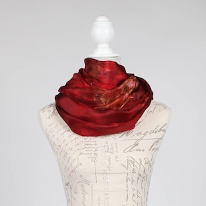 red and gold scarf, oversized silk scarf, lightweight scarf image 3