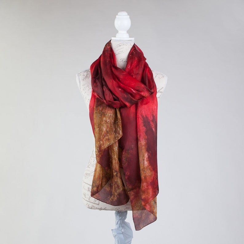 Dark Red and Gold Silk Scarf /magnificent Deep Red Shawl / Red Etsy