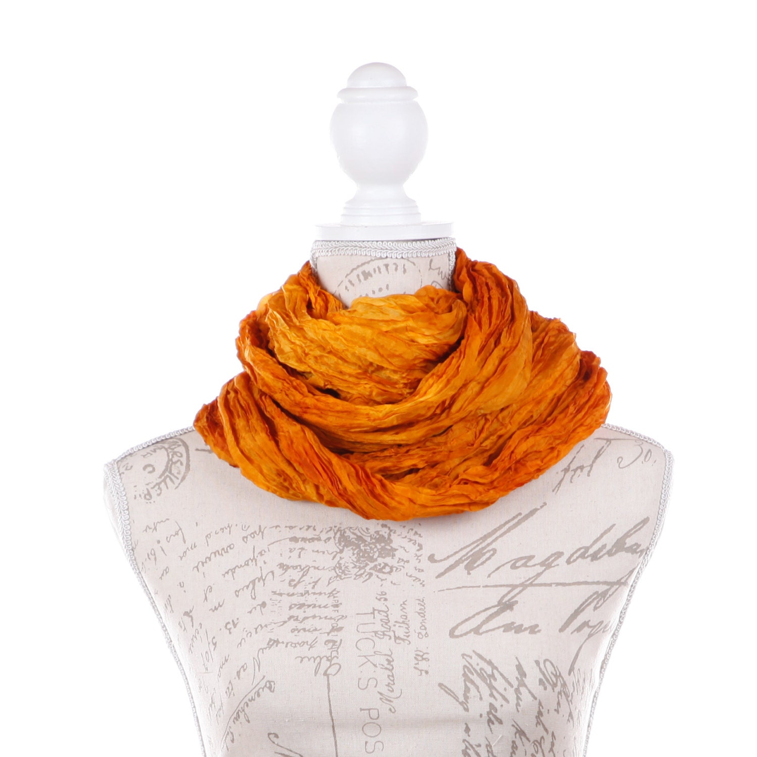 Orange wrinkled silk scarf for women/ No iron orange silk Etsy
