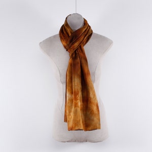 Lightweight scarf, brown silk shawl, gift for her image 3