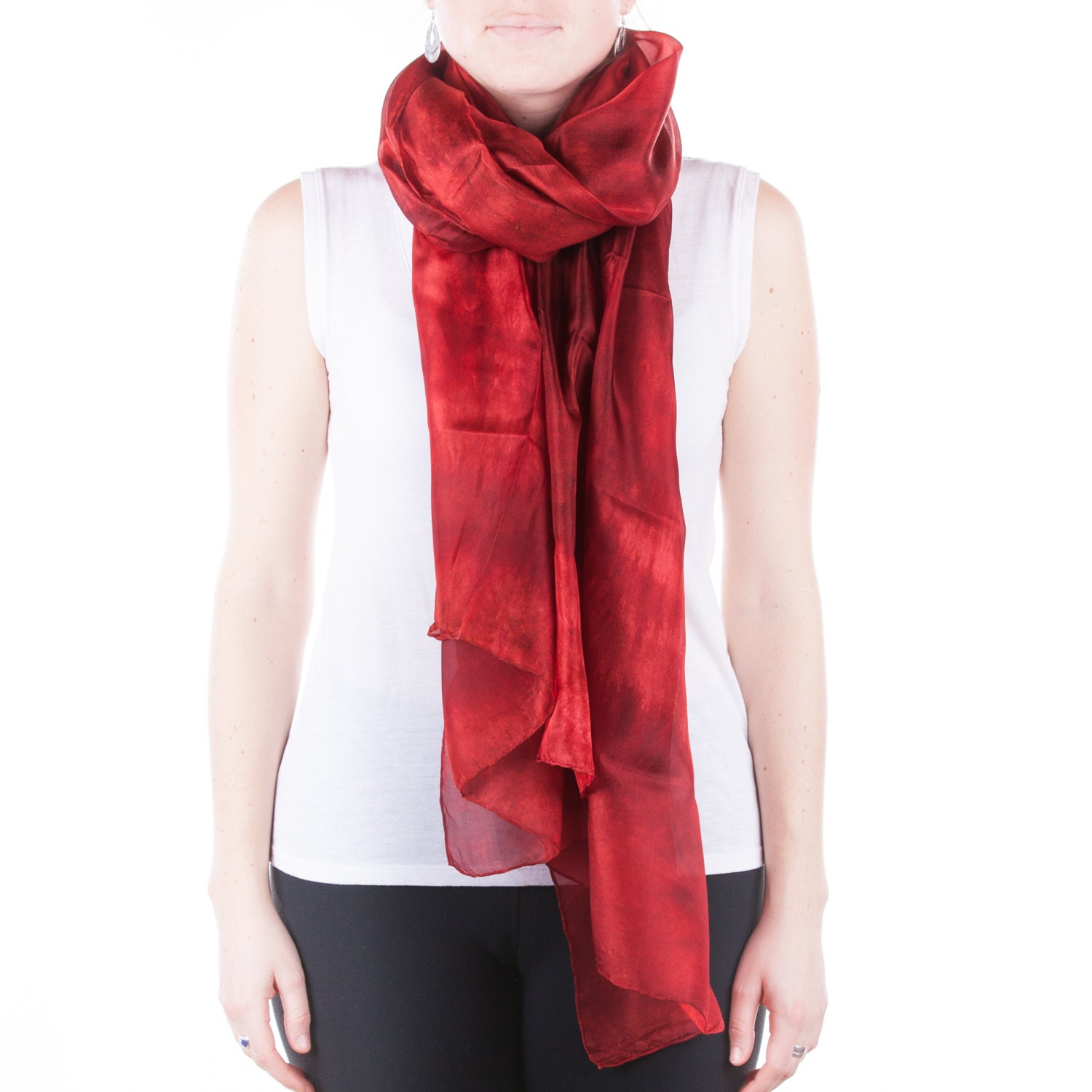 Oversized red scarf lightweight scarf bridal shawl silk | Etsy