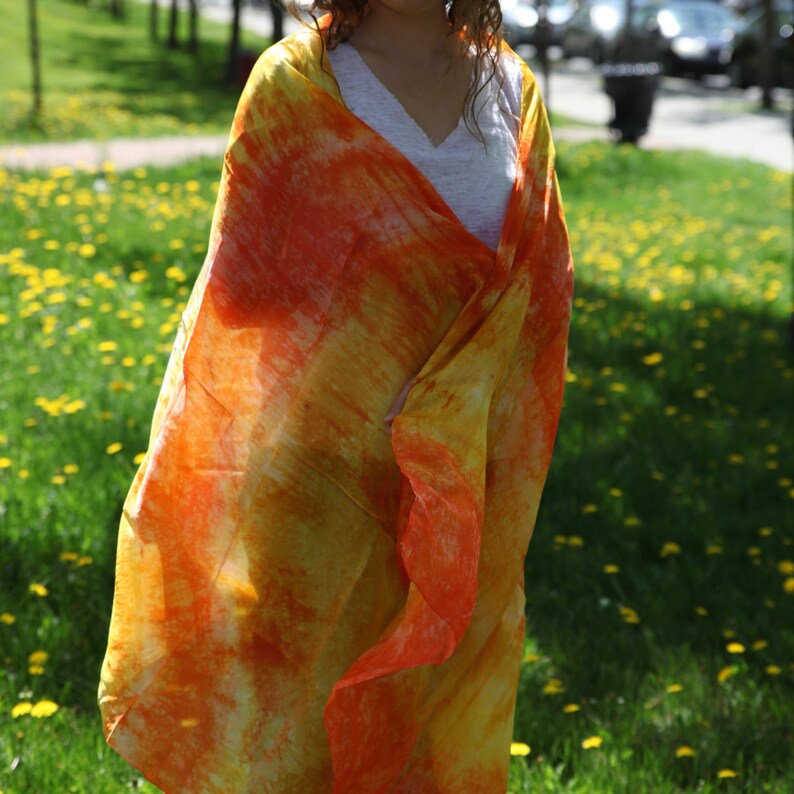 Yellow orange and gold silk scarf / sun summer silk shawl / Etsy