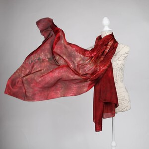 red and gold scarf, oversized silk scarf, lightweight scarf image 2