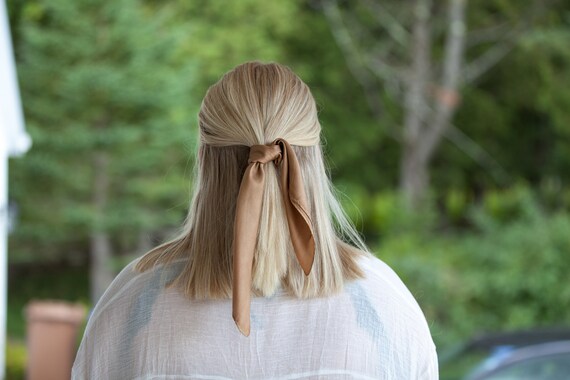 Caramel Solid Color Silk Hair Scarf Silky Ponytail Scarf Etsy