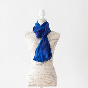 Royal Blue circle scarf, infinity royal blue silk scarf, gift for mom image 9