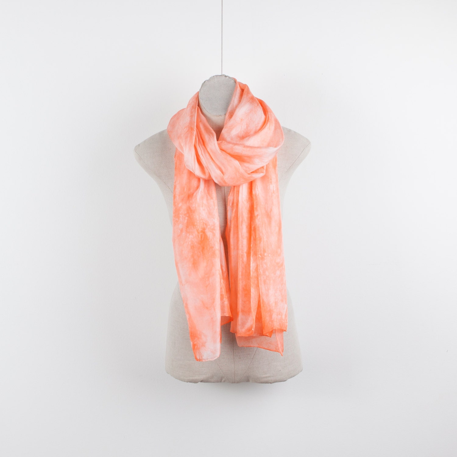 Light Peach Silk Scarf /magnificent Light Orange Pareo/ Salmon Etsy
