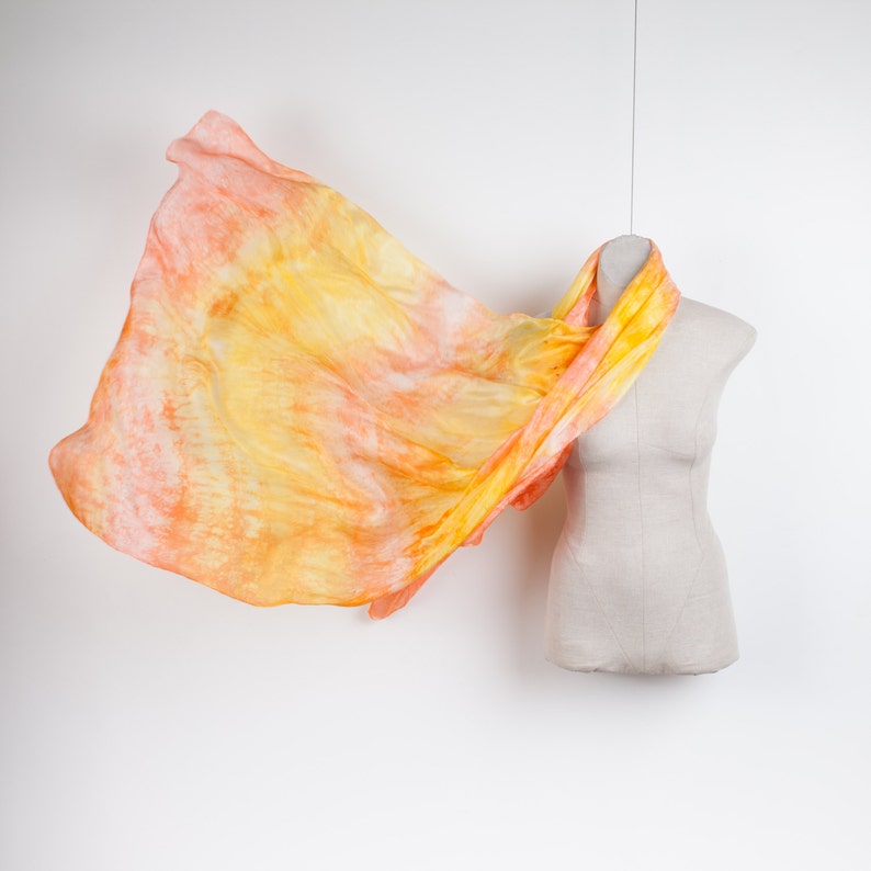 Soft Peach and Yellow Silk Scarf / Yellow Orange Silk Shawl / Etsy
