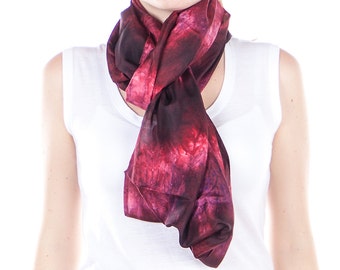 Burgundy loop scarf, silk infinity scarf, anniversary gifts